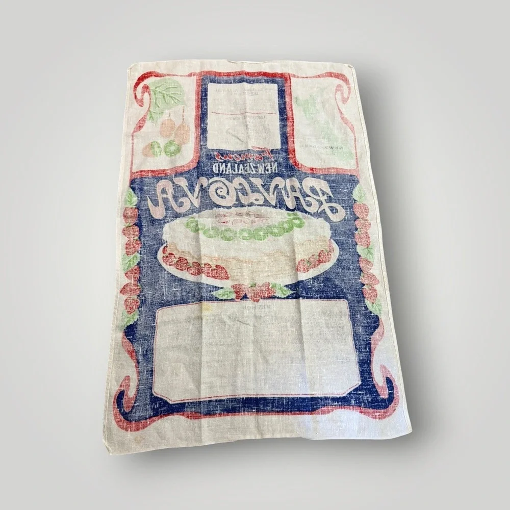 Design by Derek Tea Towel Vintage New Zealand Pavlova Recipe Linen Kiwi Retro